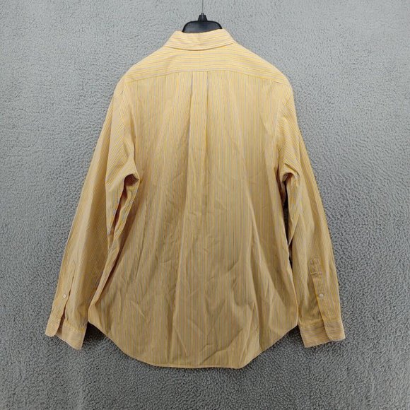 Polo Ralph Lauren‎ Shirt Mens Large Yellow Blue Multitrack Stripes Button Down - Picture 8 of 9